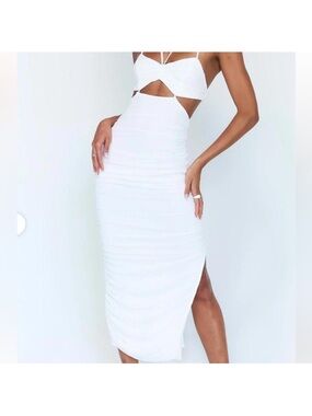 Princess Polly White Midi Cutout Dress